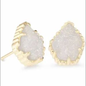 Kendra Scott gold and white earrings